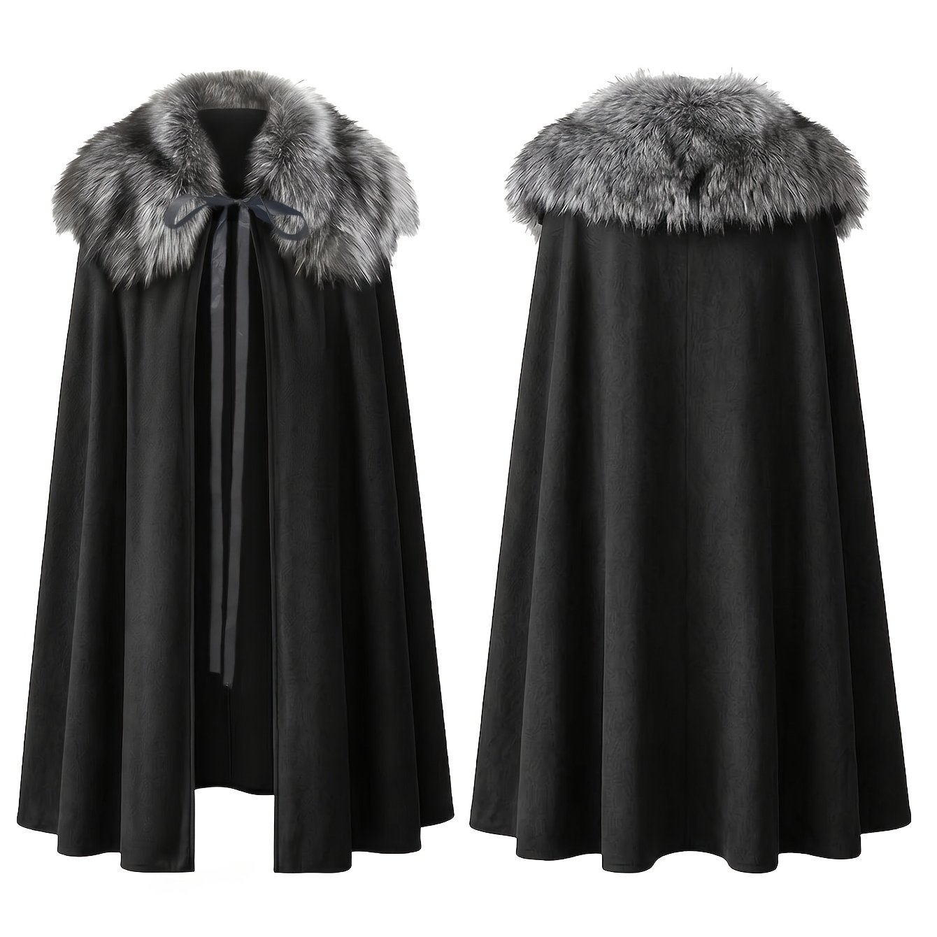 TEMU Cape médiévale rétro avec col amovible, robe de costume d'Halloween de cour vintage, longue cape victorienne de , convient pour cosplay,