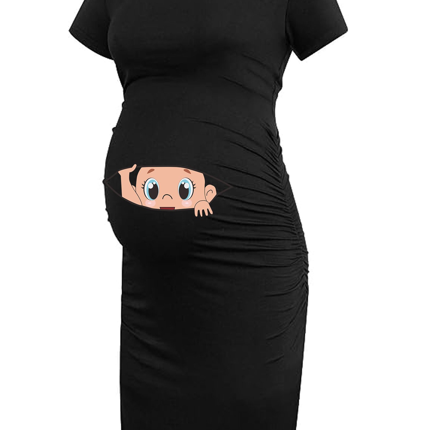 Women's Maternity Cute Cartoon Figure Graphic Print Dress - Temu