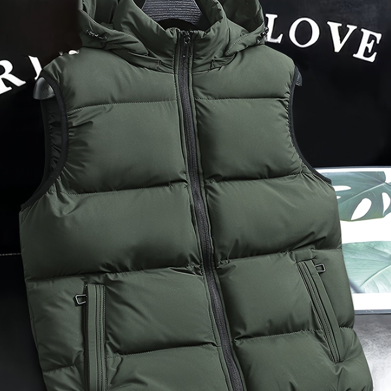 TEMU Gilet Beige da con Cappuccio Removibile - , Zip, Maniche Lunghe, Pile di Poliestere, Giacca Invernale Casual per & Uso , Giacca Invernale, Gilet