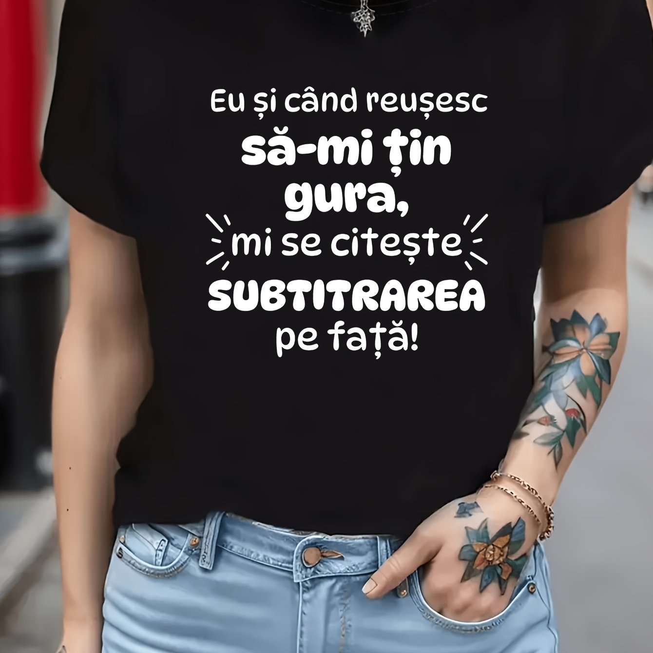 TEMU Romanian To English: And When I Manage To Keep Shut Printed Women's Round Neck Spring Summer T-shirt, Casual Leisure All-match, Street Shopping,
