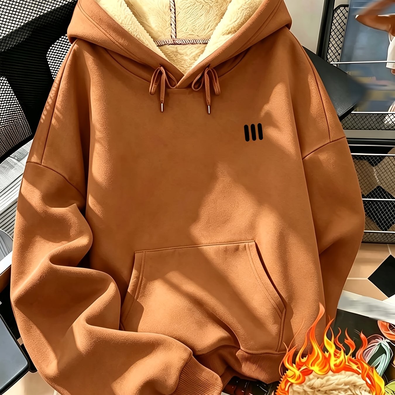 TEMU Polar Fleece Hooded Sweatshirt For Women, Autumn Winter Fleece Thick Loose Warm Pullover Jacket