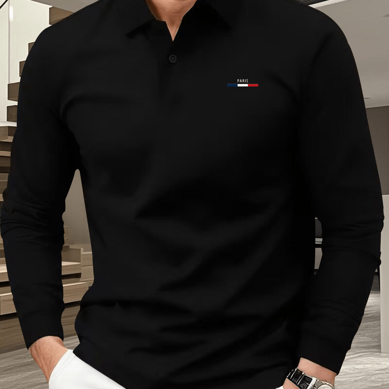 TEMU Men's High-end Long-sleeved Lapel Shirt, Letter Pattern Printing, Outdoor Comfortable Sports Casual Button Men's Shirt!