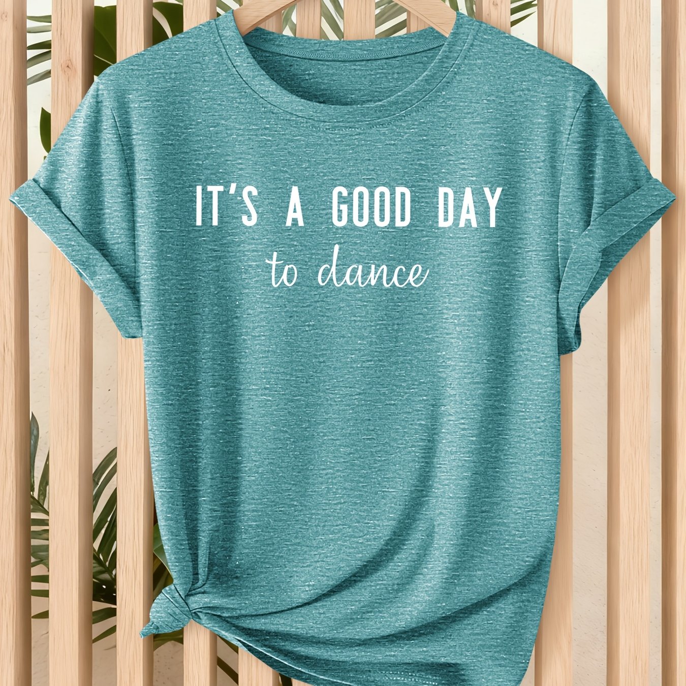 TEMU Women's Vintage Dance Print T-shirt - Retro Short Sleeve Crew Neck Top With Dance-themed Graphics, Breathable Blouse-compatible Suitable For