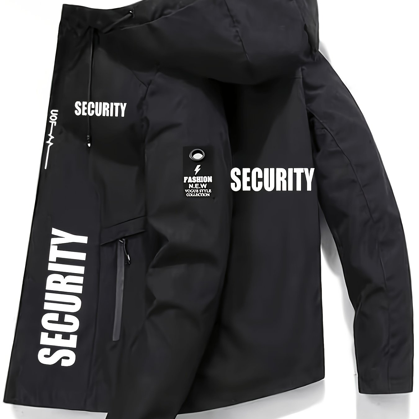 TEMU Giacca con cappuccio da resistente con zip - 100%, cappotto invernale con design antivento, cappuccio regolabile, tasche con zip e zip , per