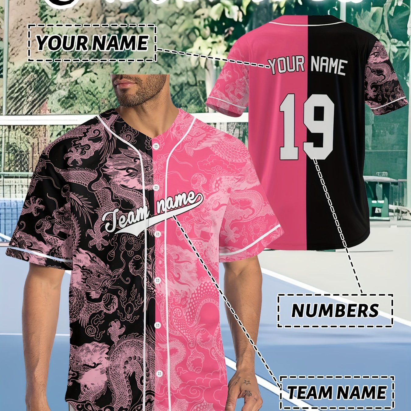 TEMU Custom Oversized Short-sleeve Baseball Shirts Are Available, Allowing Personalization With Names, Team Names, And Numbers. Feature A Two-color