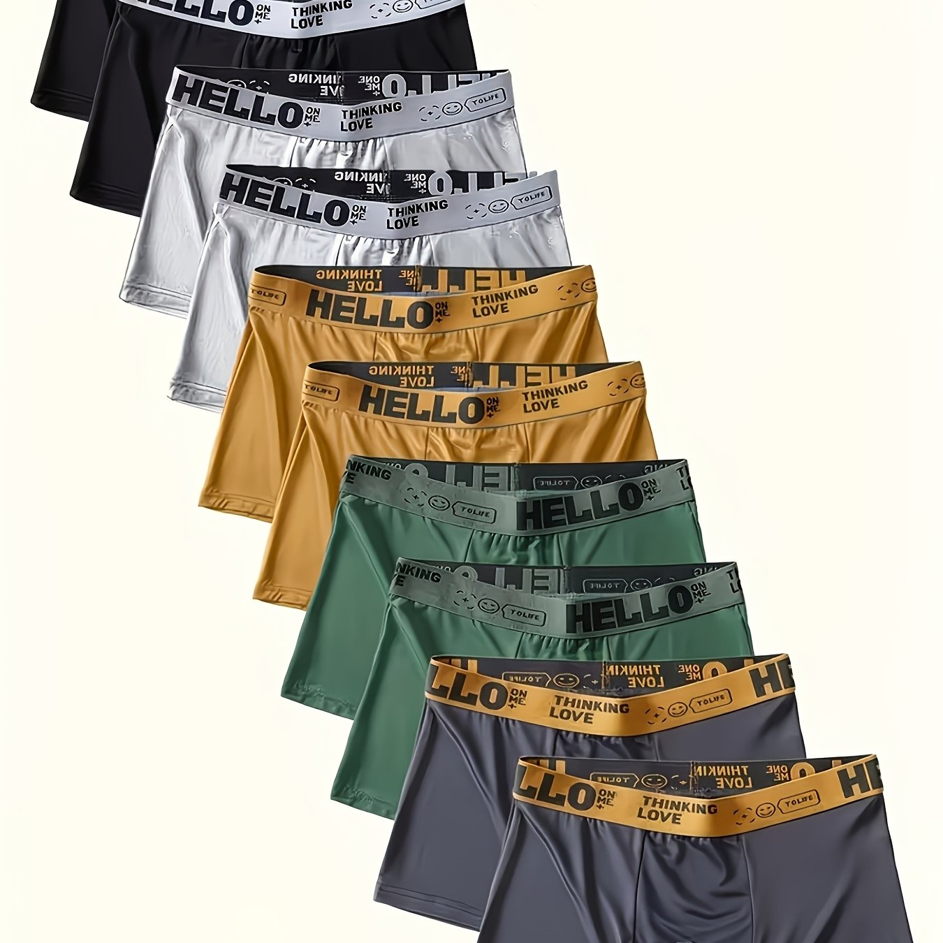 TEMU Culottes Hello Men's Briefs à 3 bandes aléatoires, confortables et respirantes à séchage rapide, tissu doux et confortable, style tendance et ,