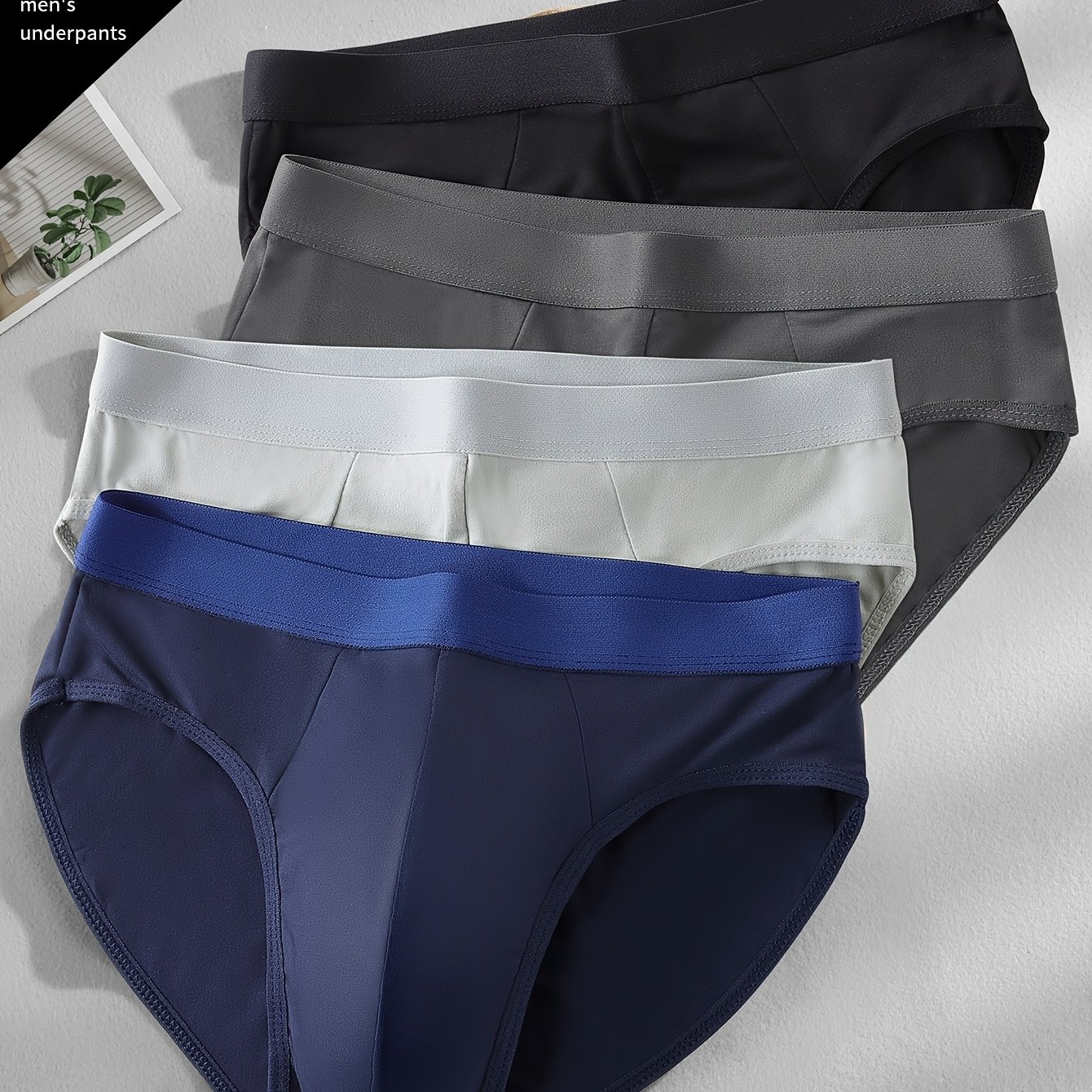 TEMU 3pcs Assorted Solid Color Minimalist Pattern Men's Briefs, Suitable For Daily Casual Wear And Outdoor Sports. Soft, Breathable, -friendly, And