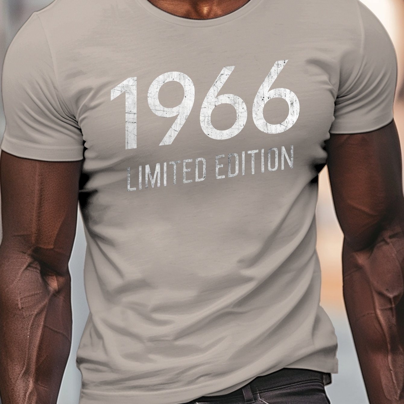 TEMU 1966 Edition Print, Men's Round Neck Short Sleeve T-shirt, Casual Comfy Lightweight Top For Summer