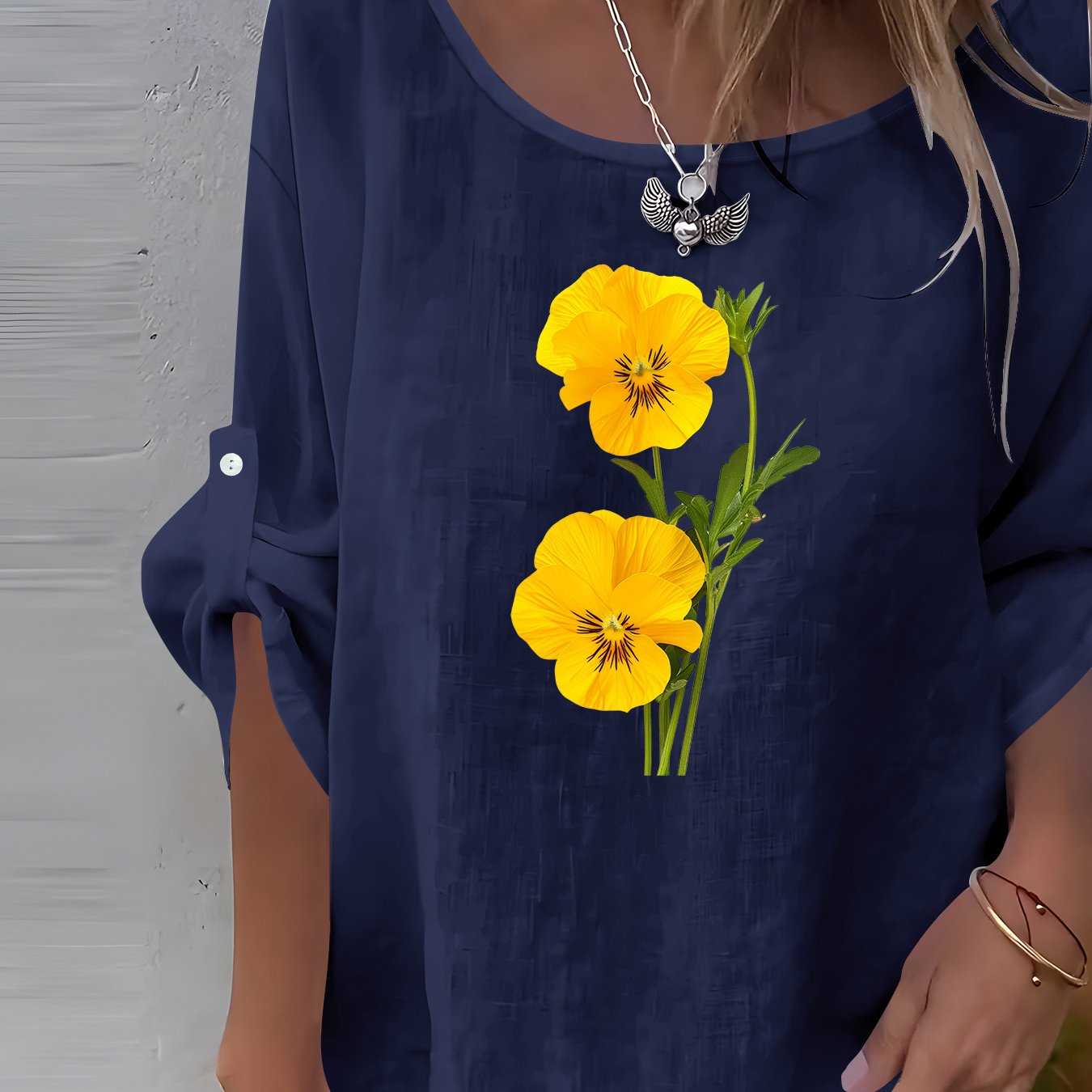 TEMU Western Easy Bohemian Floral Round Neck Long Sleeve Shirt, 1pc Women's Shirt, Elegant Party Wear, Women's Shirt, Spring Summer Autumn Winter