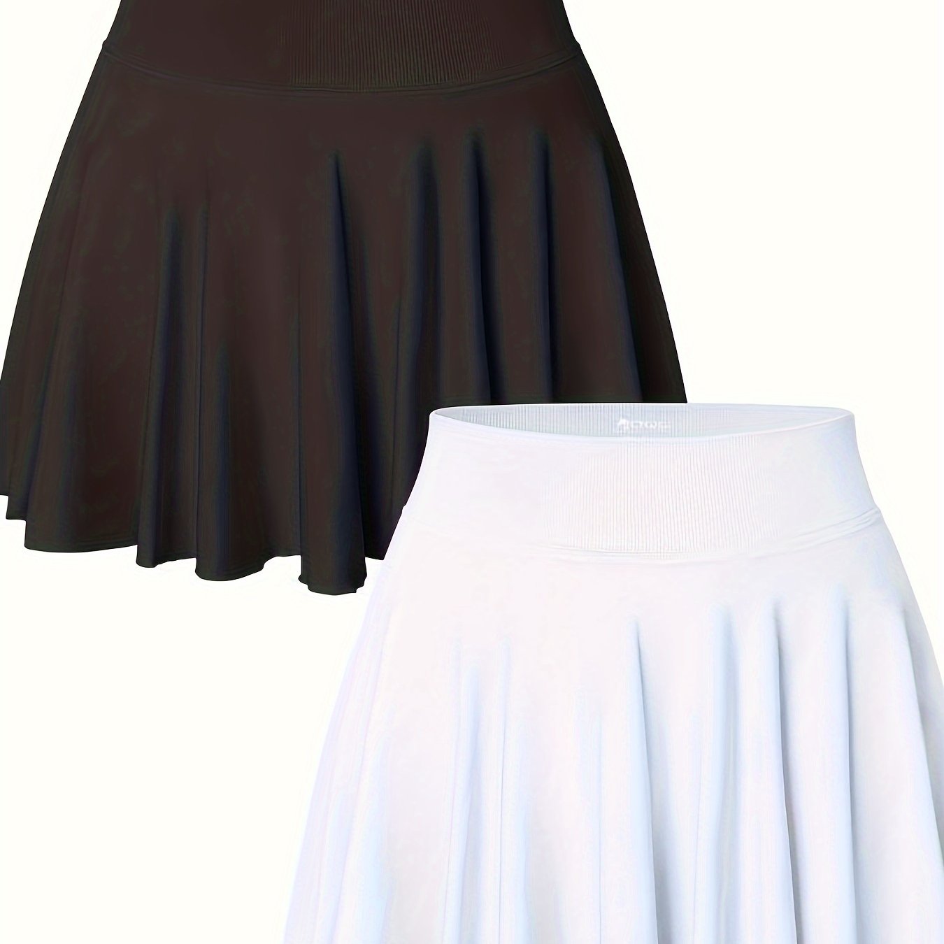 TEMU Women 2pcs Skirts 2in 1 Flowy Cheeky Short Skirts Stretchy Flared Casual Mini Skirts Womenswear Bottom, Womens Skirts, Skirt Shorts For Women,