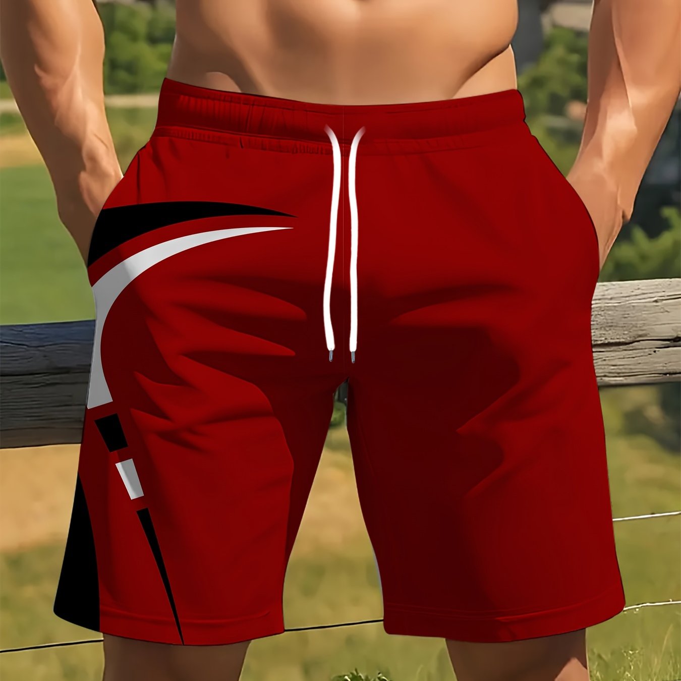 TEMU Men's Summer Shorts, Design, Suitable For Outdoor, Fitness, Swimming And Other Wear, Quick-drying, Casual Pants Beach Wear