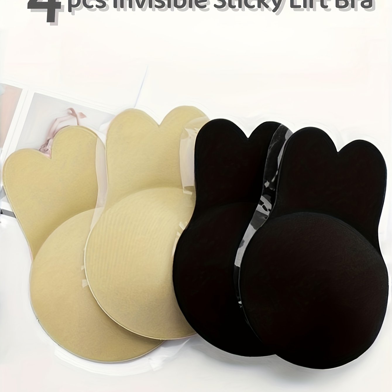 4pcs Women's Push-up Self-adhesive Bras – Strapless Invisible Silicone Covers – Reusable Sticky Lift Tape, Comfortable Supportive Covers