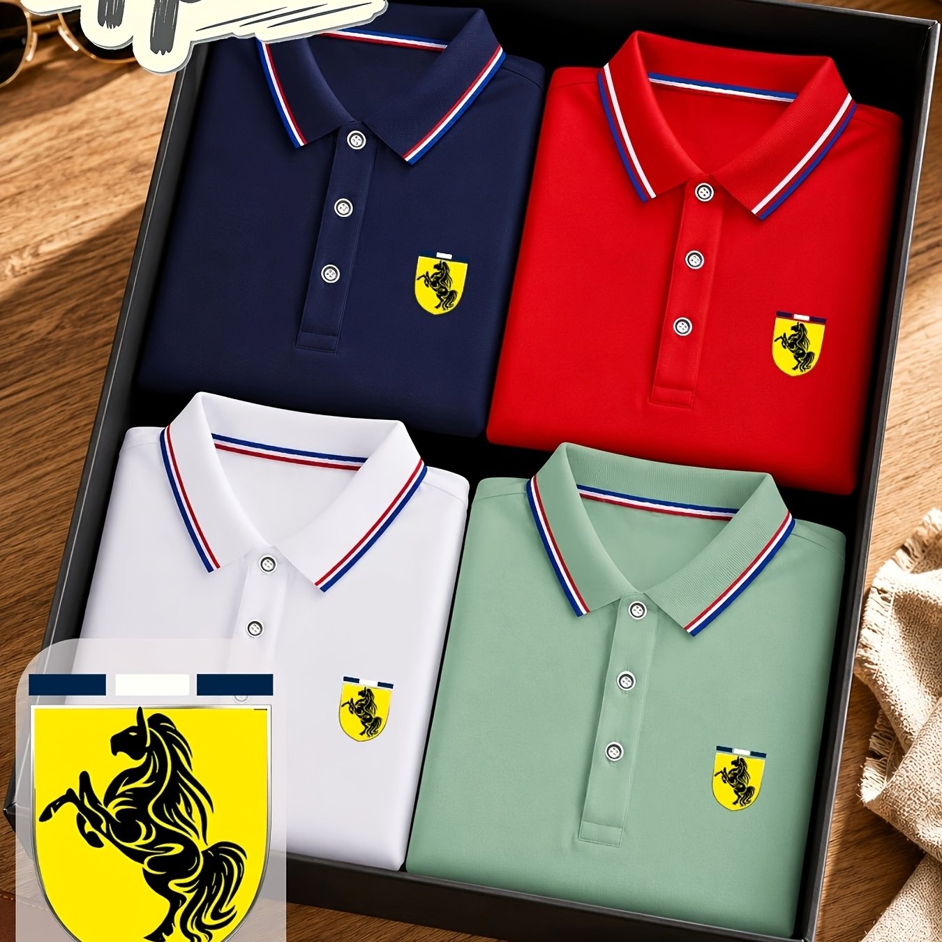 TEMU 4pcs Men's Print Shirts, Men's Outdoor Golf Short Sleeve Style, Breathable And Quick-dry, , Suitable For Outdoor Sports And Business Casual