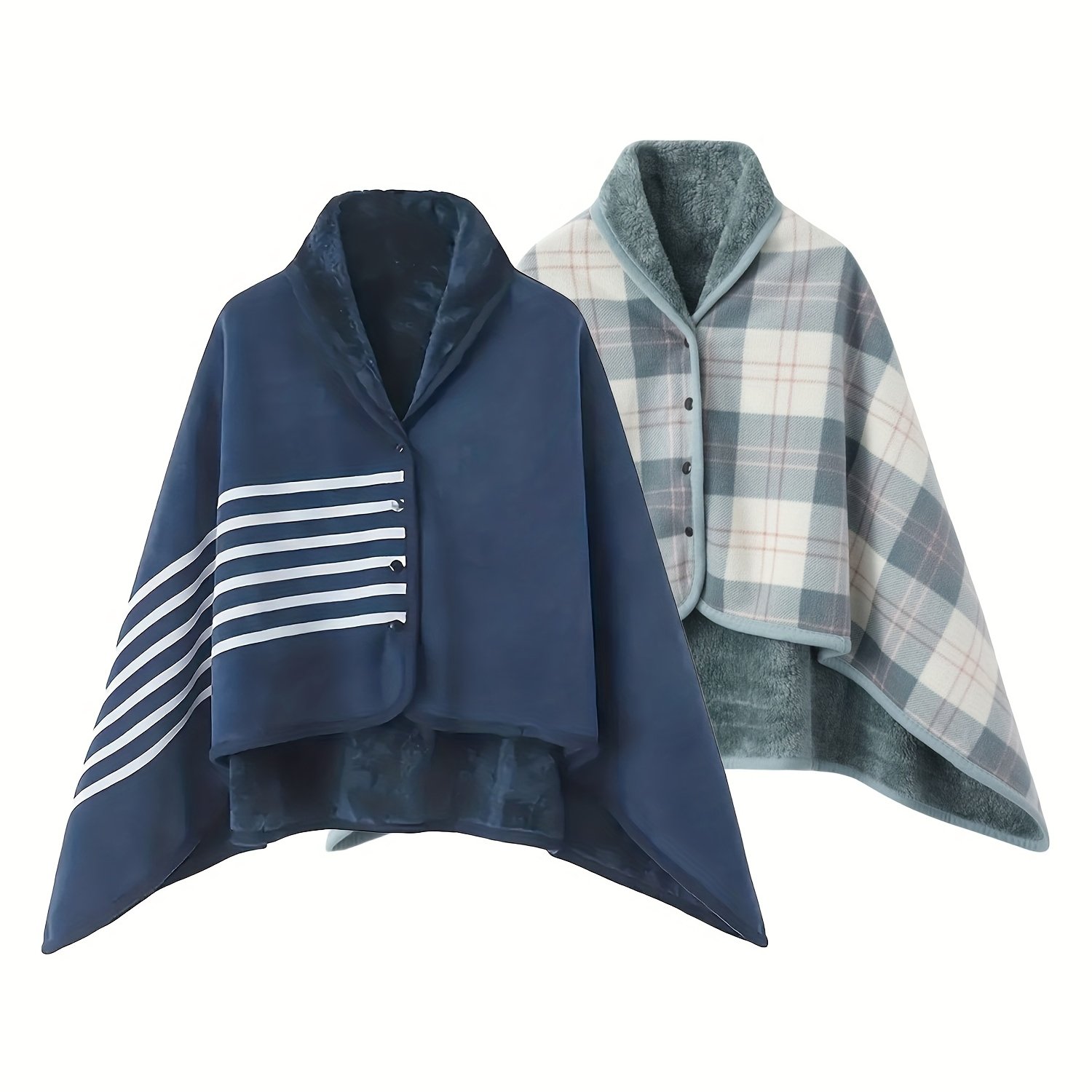 TEMU Multi-functional Flannel Shawl Blanket Cape Office Blanket Button Blanket Set, Suitable For S To L Of