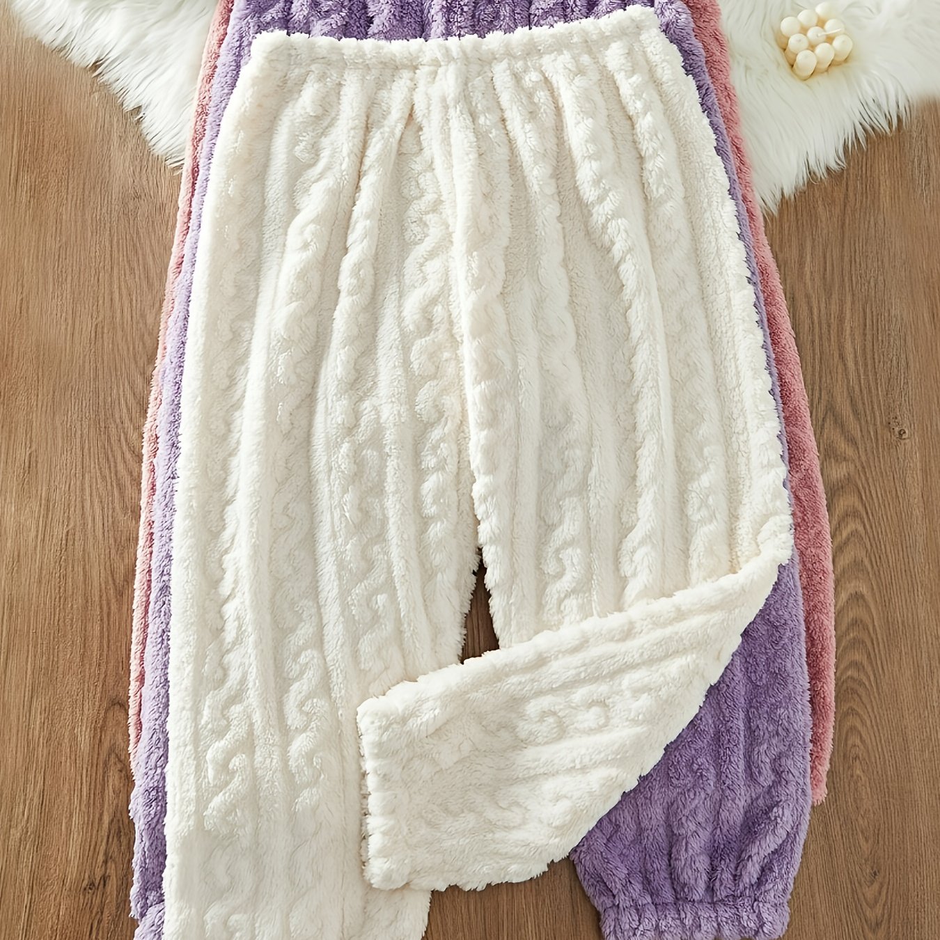 E-shop 3er-Pack Damen Plus Size Winter Warme Plüsch Schlafhosen - Übergroße Lockere Nachthemden geeignet für Bett & Wetter, Weiche Gemütliche