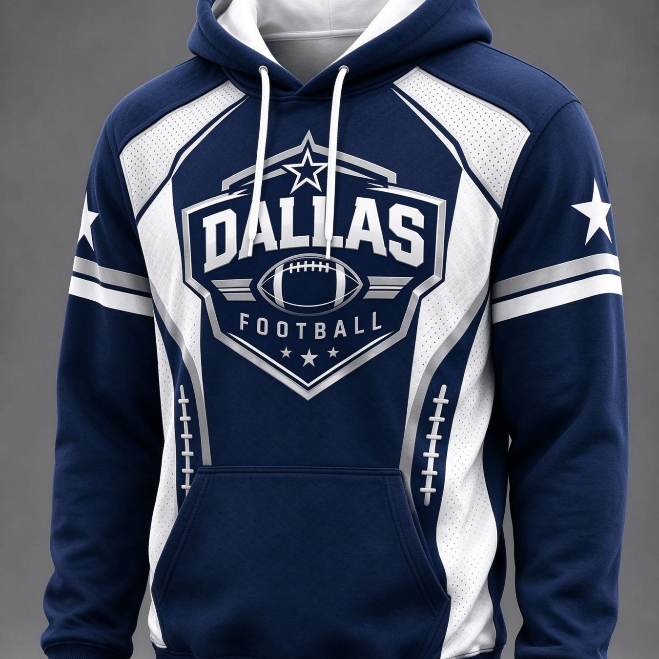 TEMU Men's Long-sleeve Hoodie, Lightweight And Breathable, With Dallas Football Shield , Perfect For Fans Watching Games Or Wearing Outdoors.