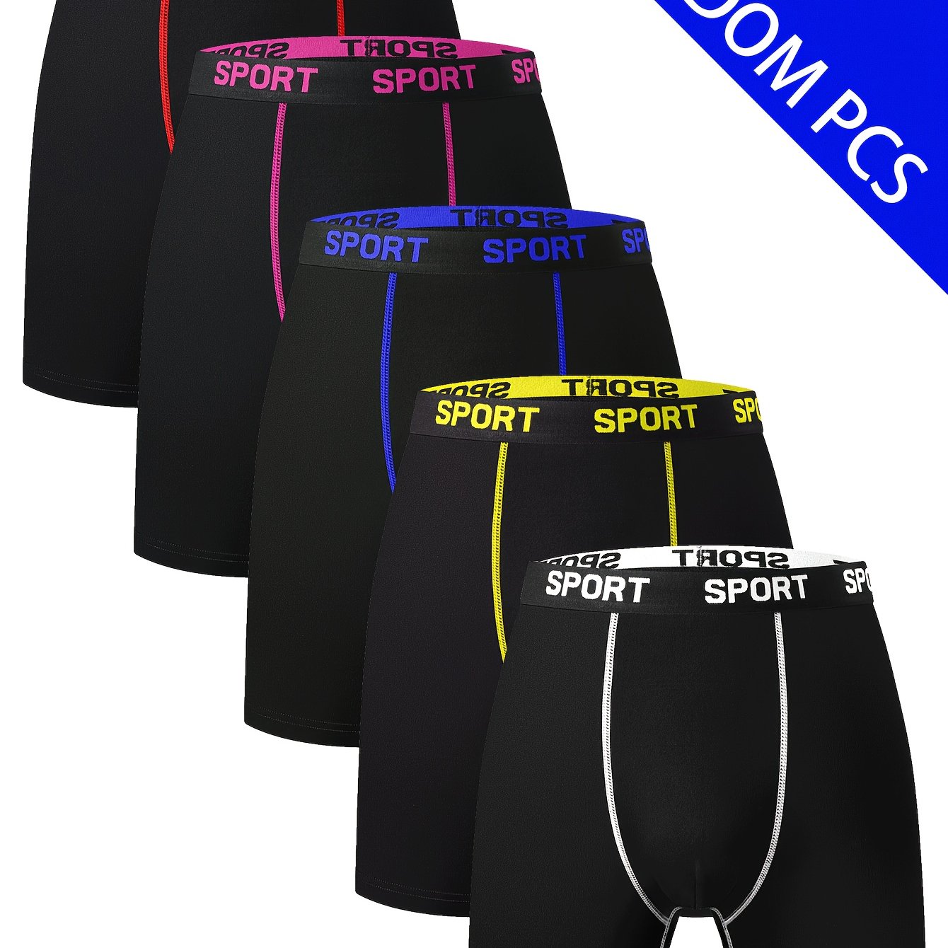 TEMU Random 4pcs Men's Long And Comfortable Boxer Briefs - Breathable, High Elasticity, Quick Drying, Elastic Waistband, Sports And Leisure, Running,