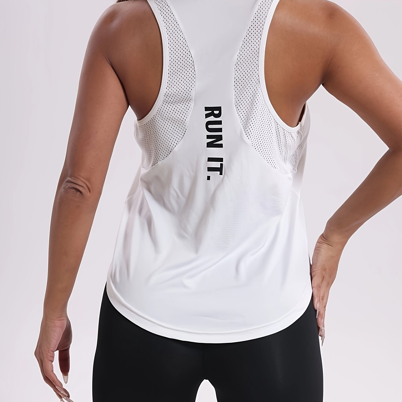 Image of Fashion Casual Athletic Yoga Running Letter Mesh Tank Top