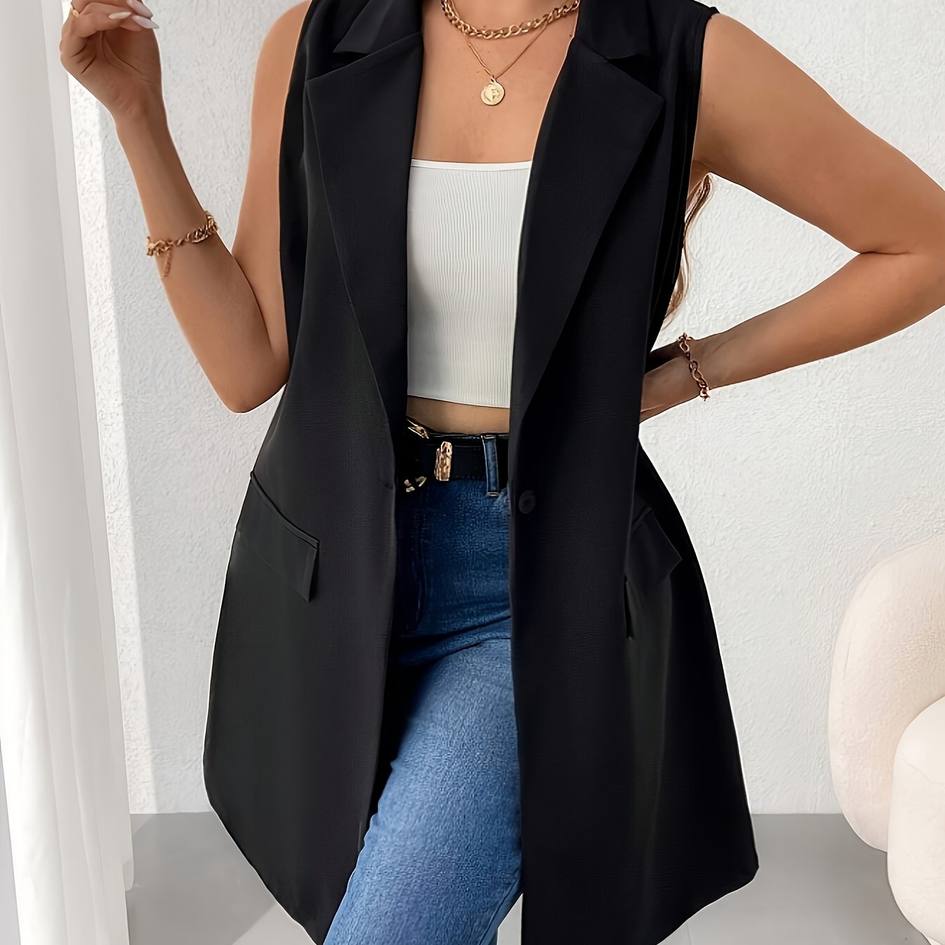 Plus Size - Plus Size - Plus Size Vest Jacket