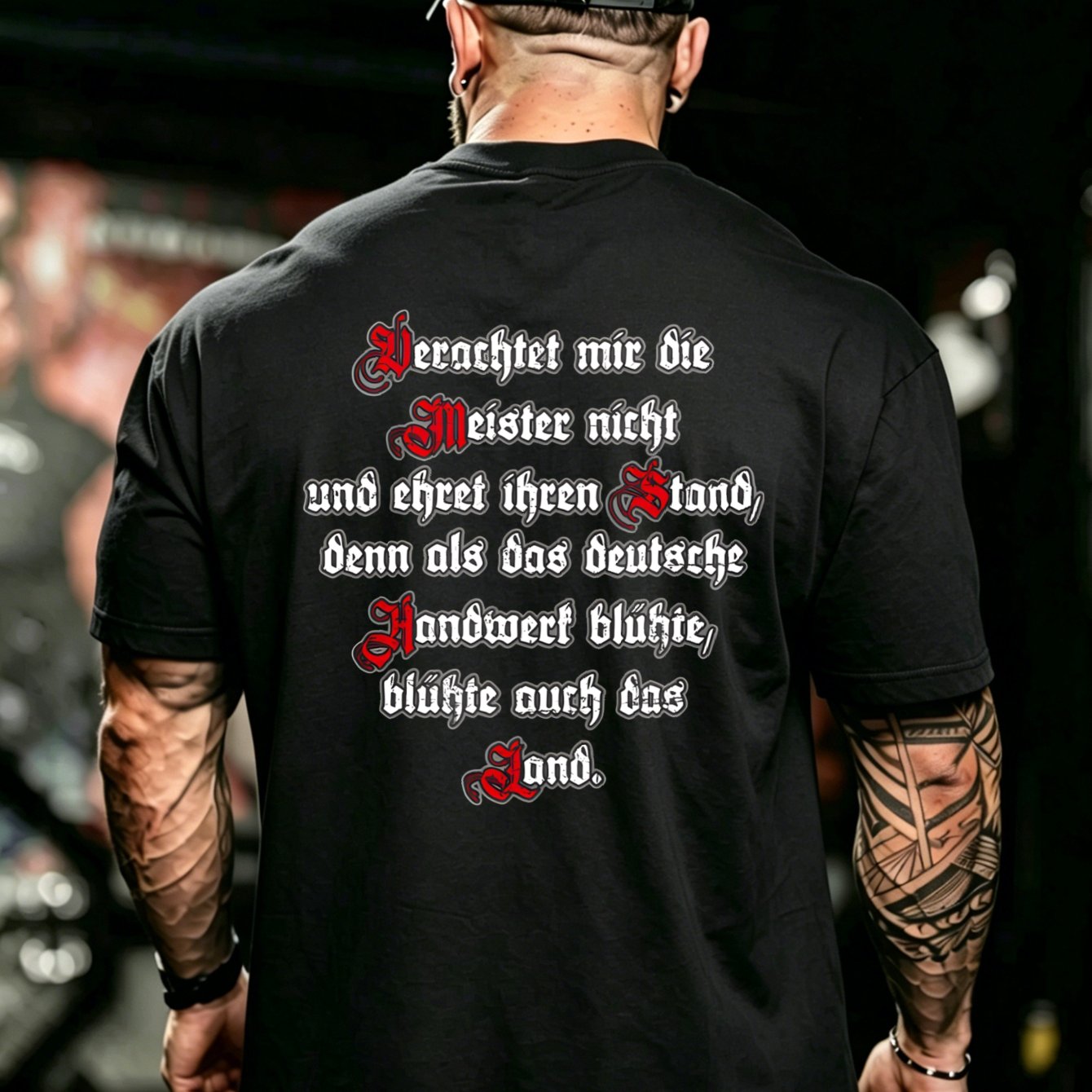 Image of Men's 100% Cotton T-shirt German Text Design For Casual Attire And Seasonal Fashion Gift For , Plus Size