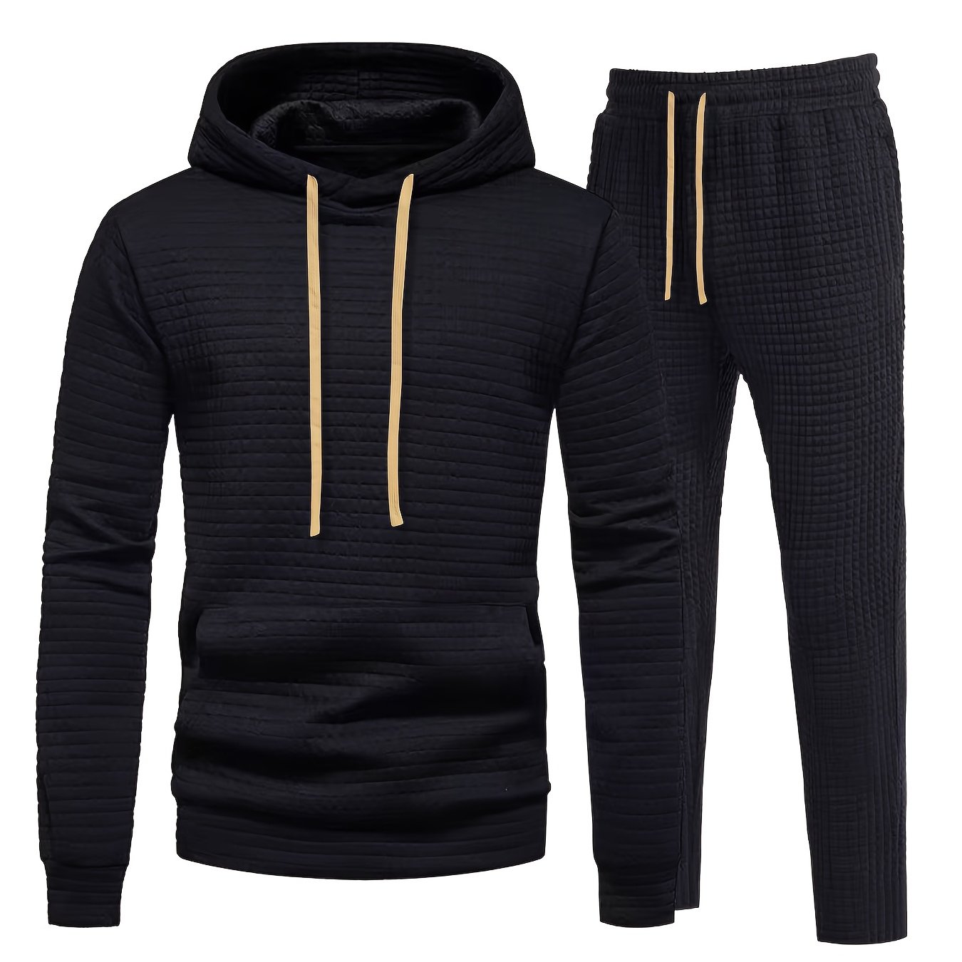 TEMU 2pcs Set Of /autumn Men' Color Hooded Sweatshirt And Casual Long Pants, Regular Fit Long Sleeve Top And Joggers, Unisex Designer Clothing Set