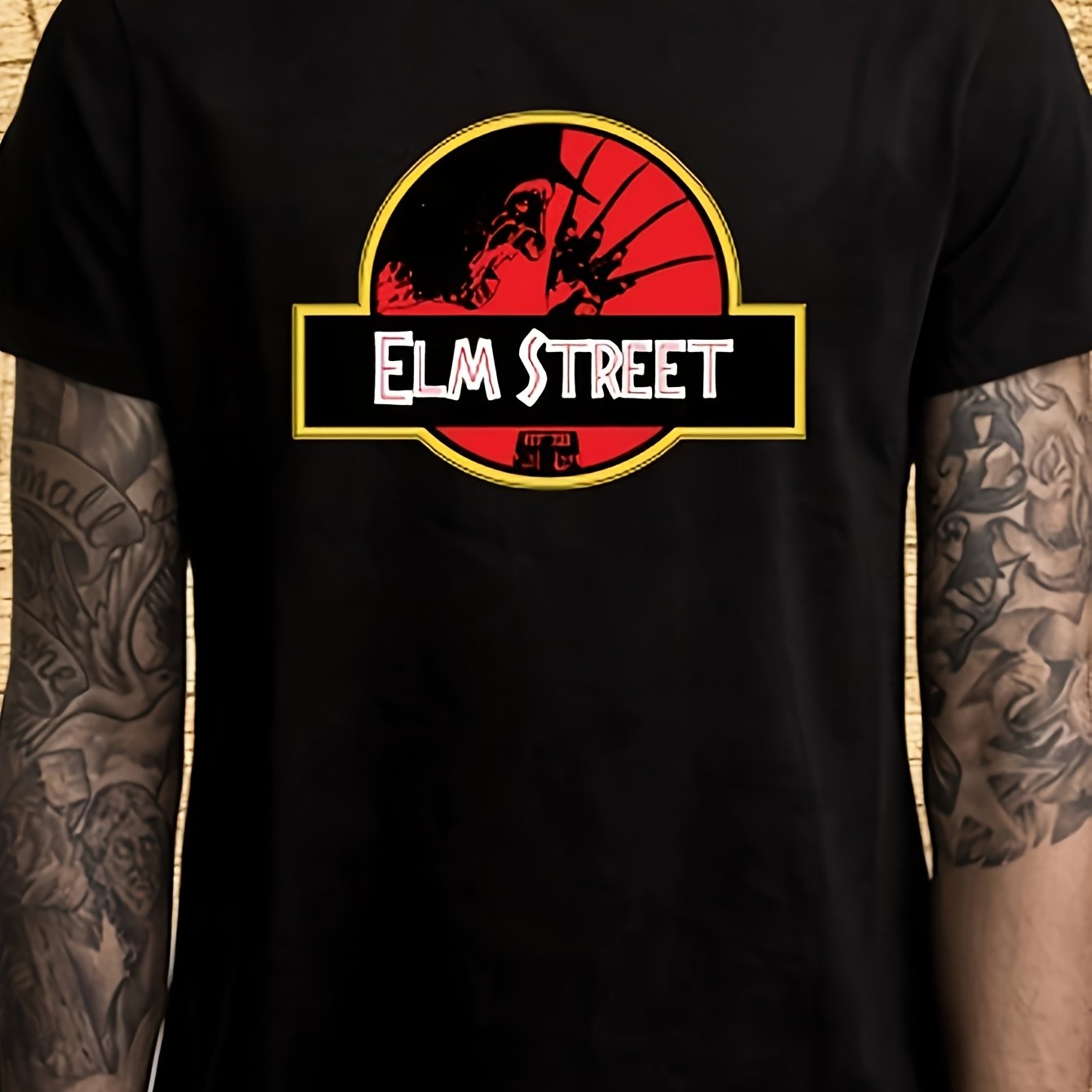 Men's Black Horror T-shirt Sizes S5xl, Crew Neck, , Stretch Fabric, Print Pattern