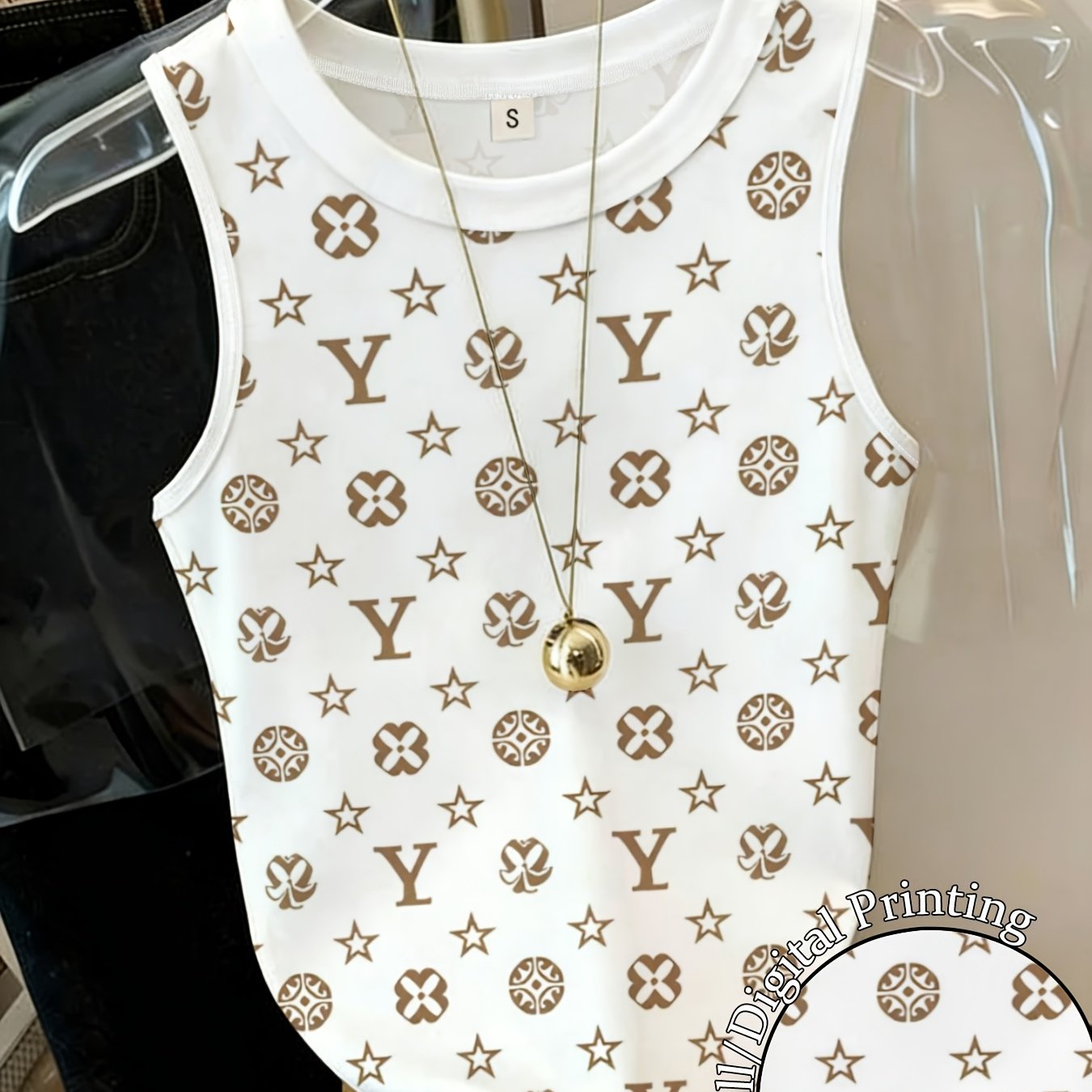 TEMU Fashion Letter Print Sleeveless Top Women's Summer Versatile Loose Breathable Vest Trend Daily Wear Wear Casual Short Top Suitable For Matching