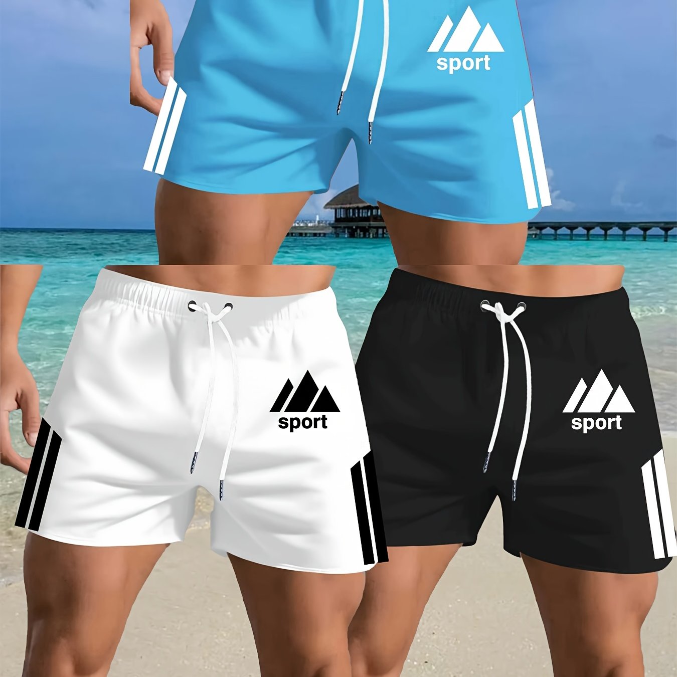 TEMU Ensemble de 3 shorts de plage et écologiques pour homme, et confortables
