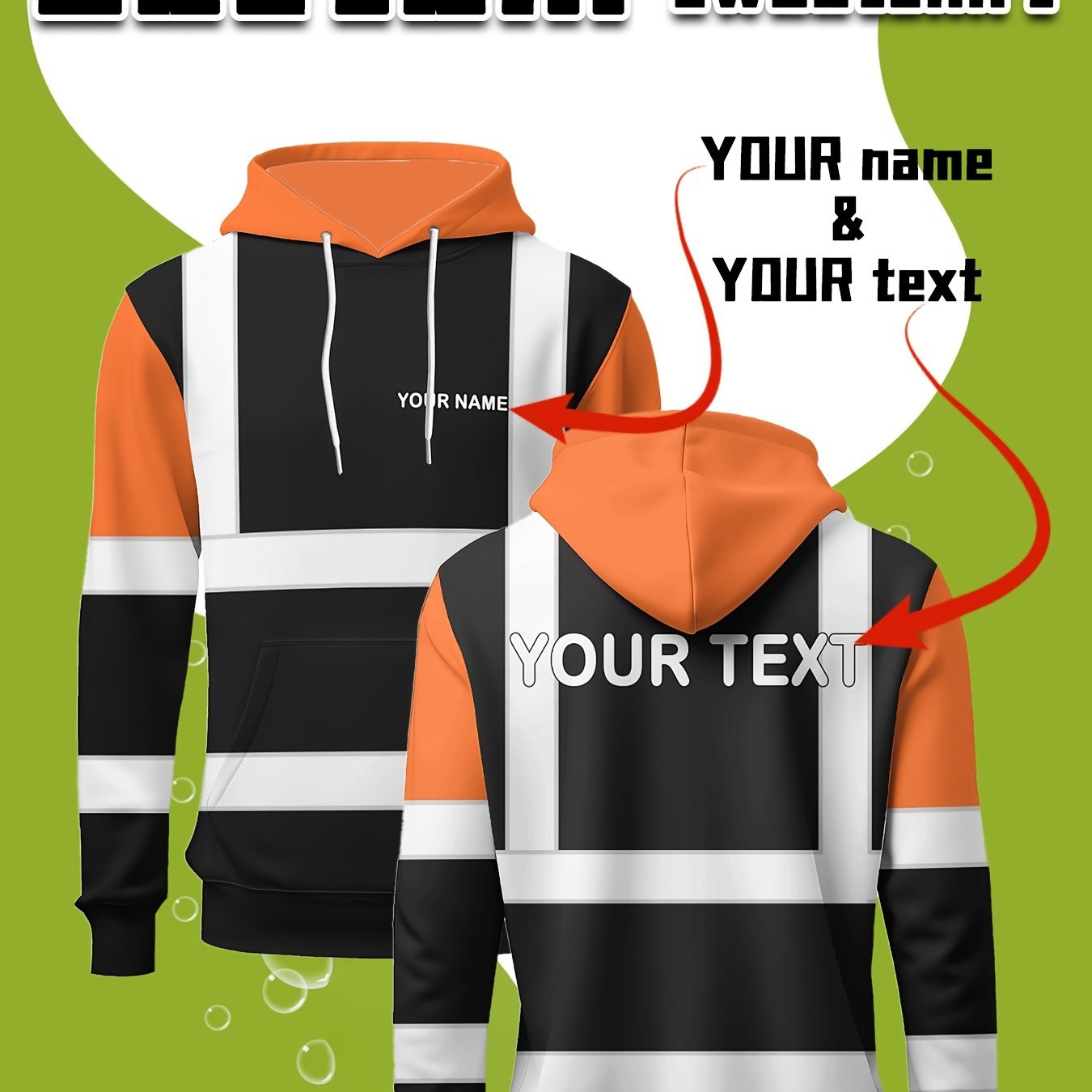 TEMU Sudadera con capucha personalizada para hombre - Diseño de bloques de color, admite personalización con /eslogan, de larga adecuado para