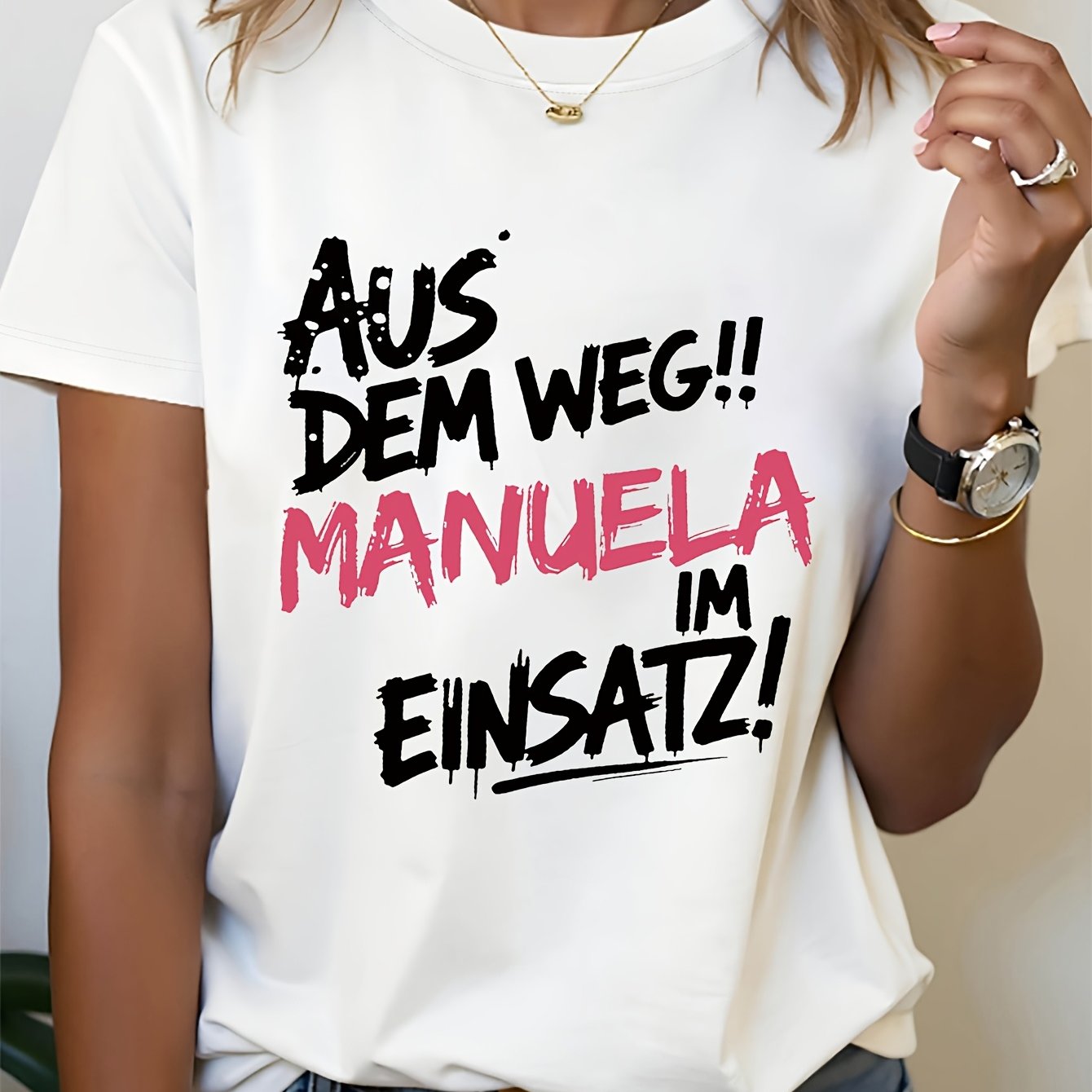 Of The Way!! Duty! Personalized Letter Print Women's Round Neck Spring And Summer T-shirt