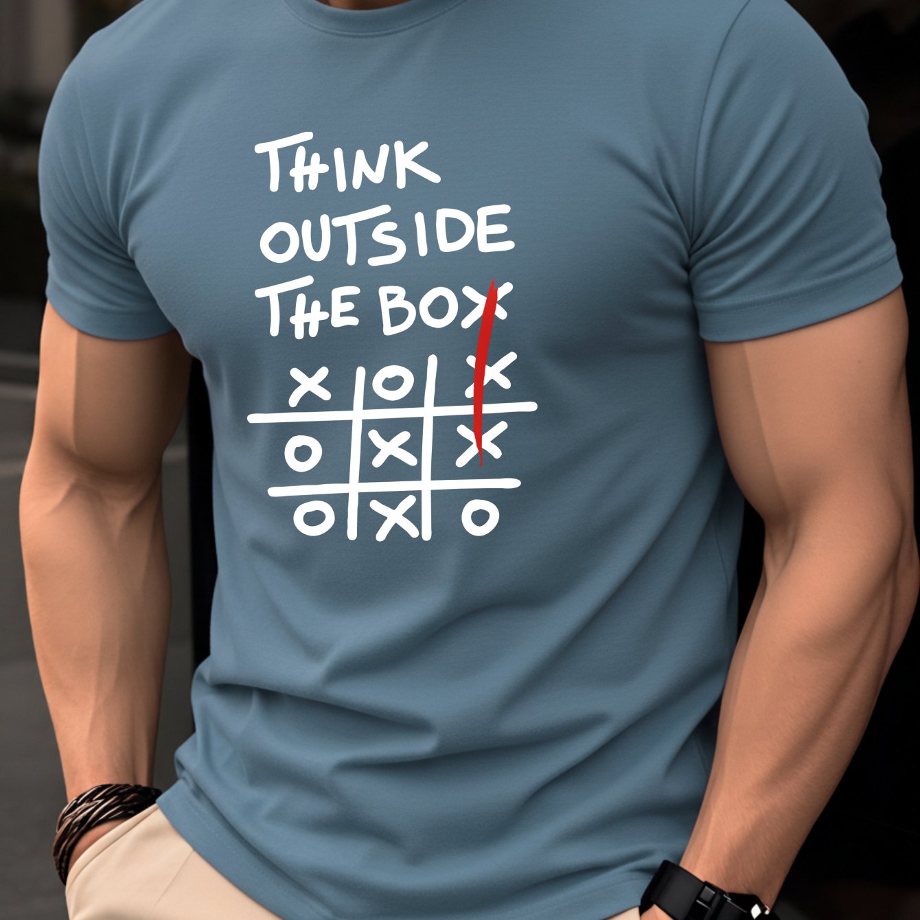 TEMU Men's Summer T-shirt, Short Sleeve Slim Fit , Youth Fashion, Breathable, Casual, Versatile For Daily Wear, For -toe Print With Text Pattern