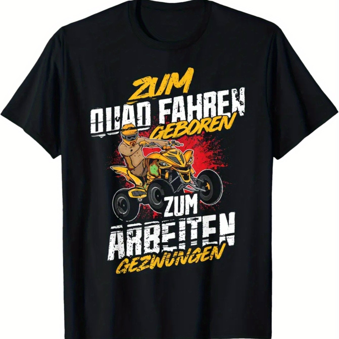 Image of Atv 4x4 T-shirt - Funny Off-road Motorcycle Graphic Tee With German Text & Atv Design, Casual Round Neck Short Sleeve Shirt For , For Ou