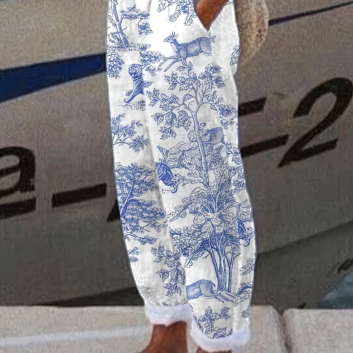 Image of European And American Trousers Elegant 2024 Women's Fashion Items Geometric Print