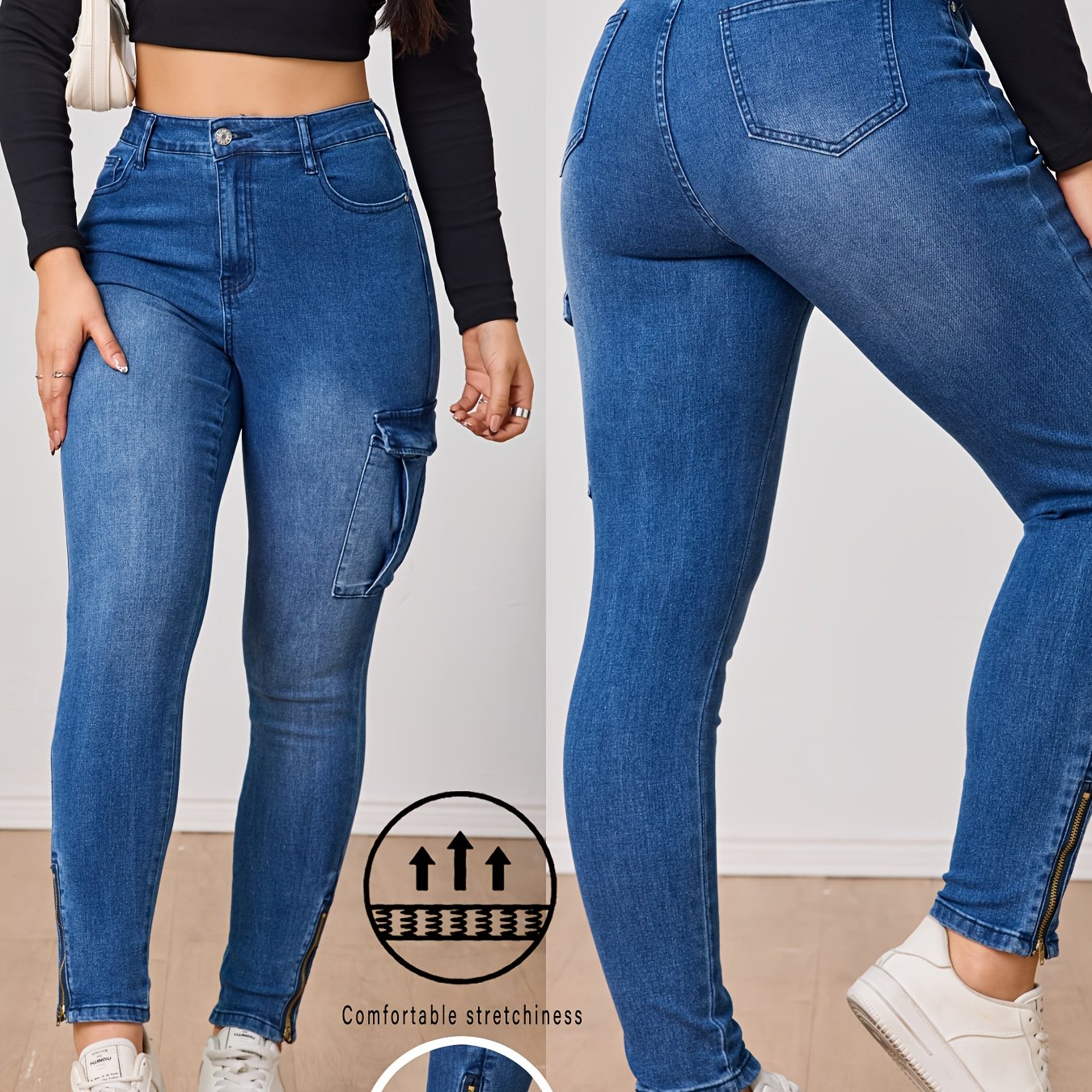 Cargo Jeans With High Spring