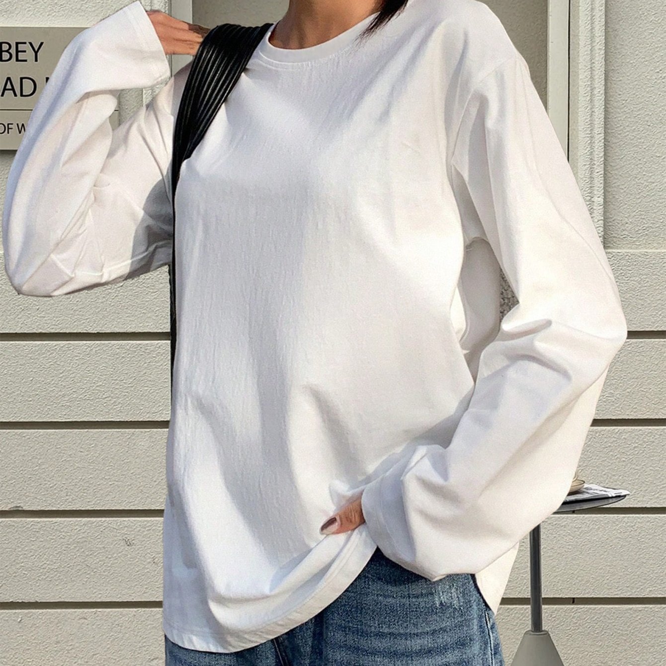 TEMU Women's New Casual Long-sleeve T-shirt - Delicate And Skin-friendly Fabric, Solid Color For A That Any Outfit Style. Loose Fit Suitable For All