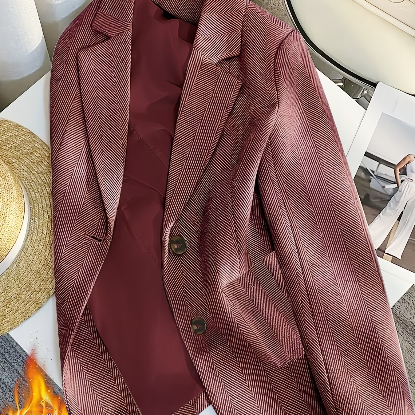 TEMU 1pc Fashionable Elegant Women's Blazer, Women's Jacket Top, With Lining, Machine Washable, Suitable For Adult Women's Wear, Teacher Outfit, Mom