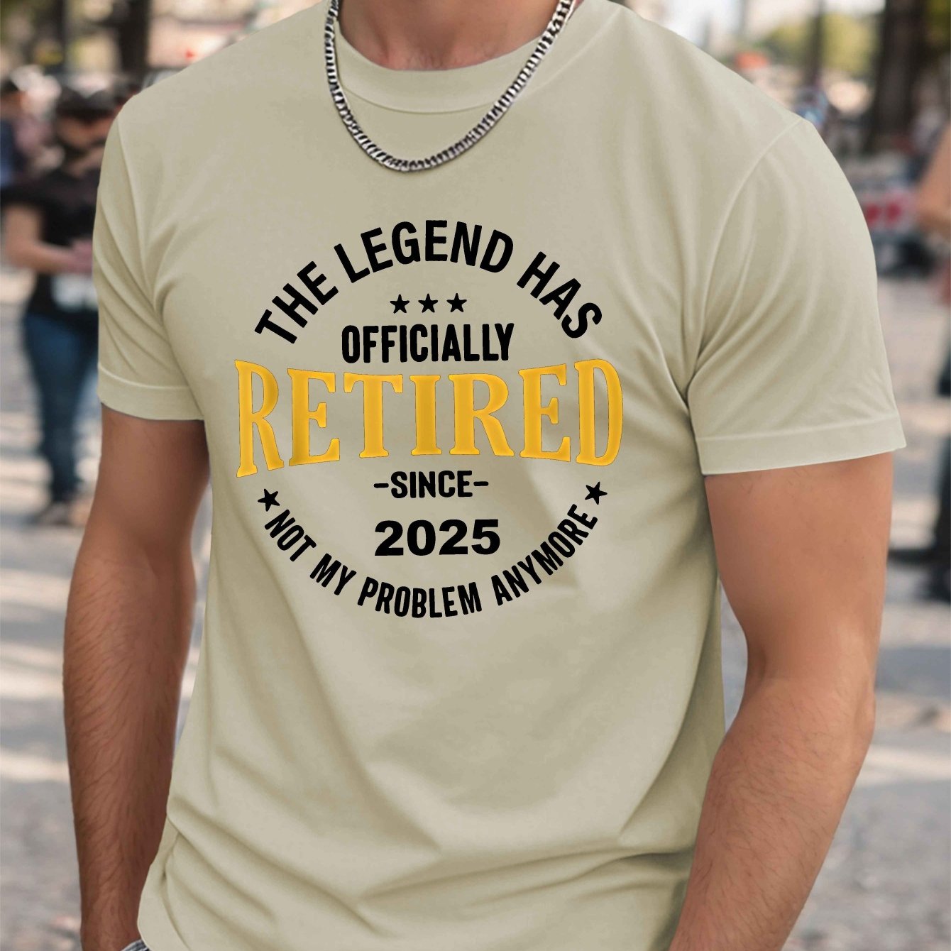 TEMU Retired 2025 Crinkle Plus Size Men's T-shirt, Plus Size