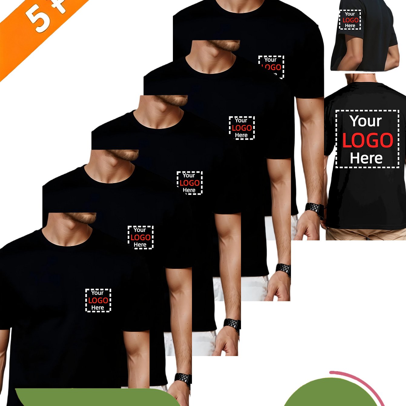 TEMU (5pcs Set) Plus Size Custom Men's T-shirt, Halloween, Christmas Pattern/text, Team Building Clothing, Couple Gift T-shirt, Round Neck ,