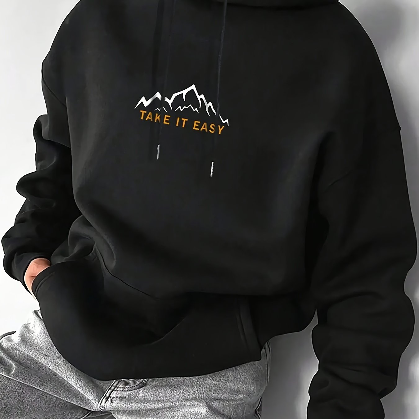 TEMU Sudadera con capucha de larga para hombre de otoño e invierno, versátil y sencilla sudadera deportiva casual.