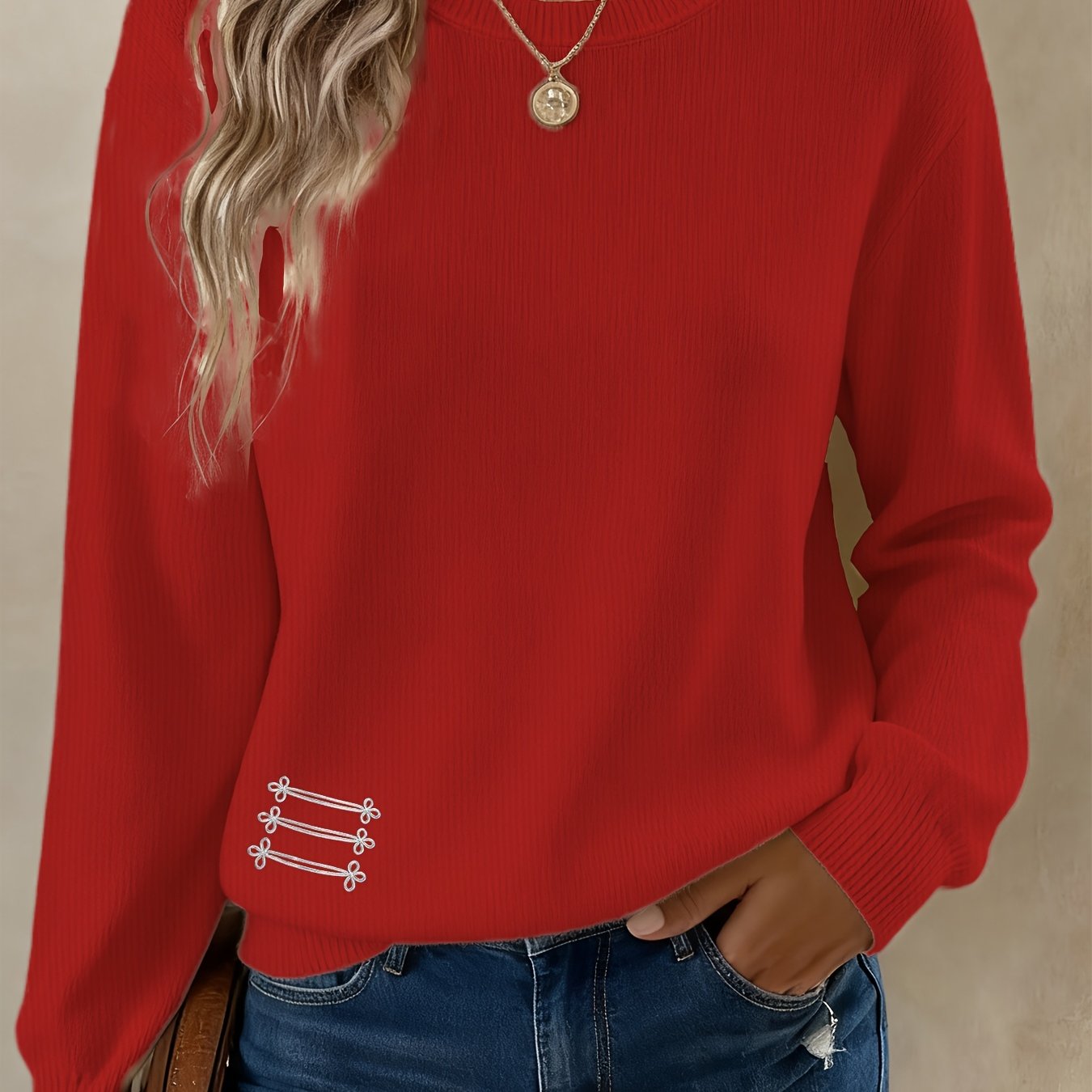 TEMU Women's Fashionable Casual Sweater, Pullover Design, Versatile For Commuting And , Soft And Comfortable Fabric, Worn As An Outer Layer Or As A