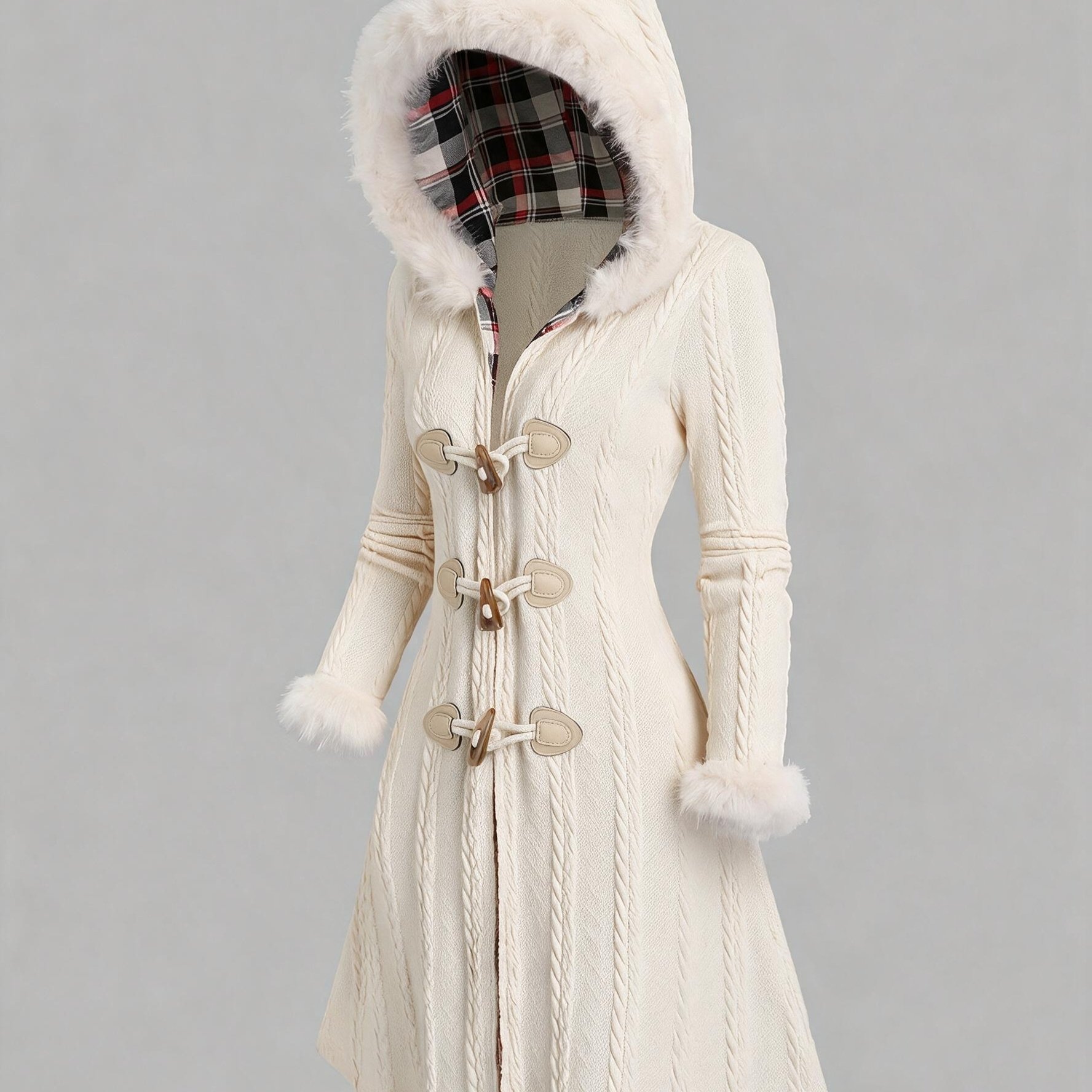 Image of Y2k Cable Hooded With Notched And Long Outerwear