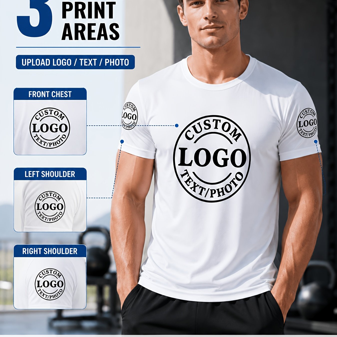 TEMU T-shirt de sport personnalisé à séchage rapide, évacuant l'humidité, pour , pêche, salle de sport, camping, cadeau de Fête des Pères ou de de