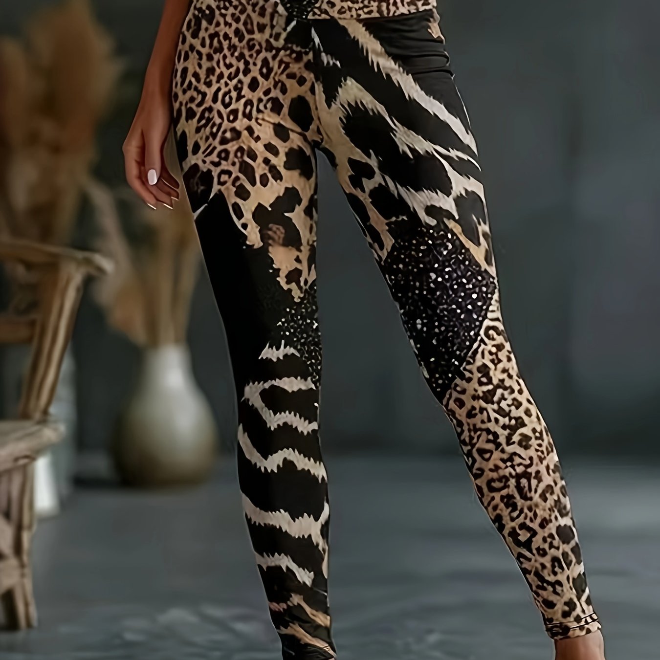 TEMU Viking Style Print Women's Leggings Printed Women's Base Layer Trousers
