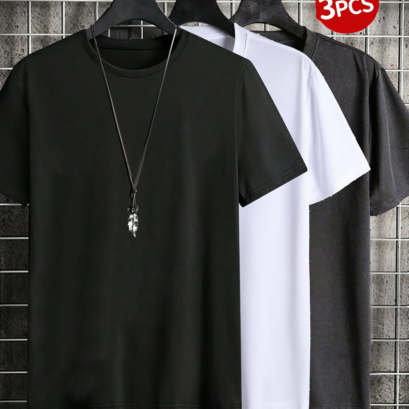 E-shop 3er Set Herren Kurzarm T-Shirts Einfarbig Tops Frühling Sommer Mode Auswahl Lässig Outdoor Hautfreundlich Weich