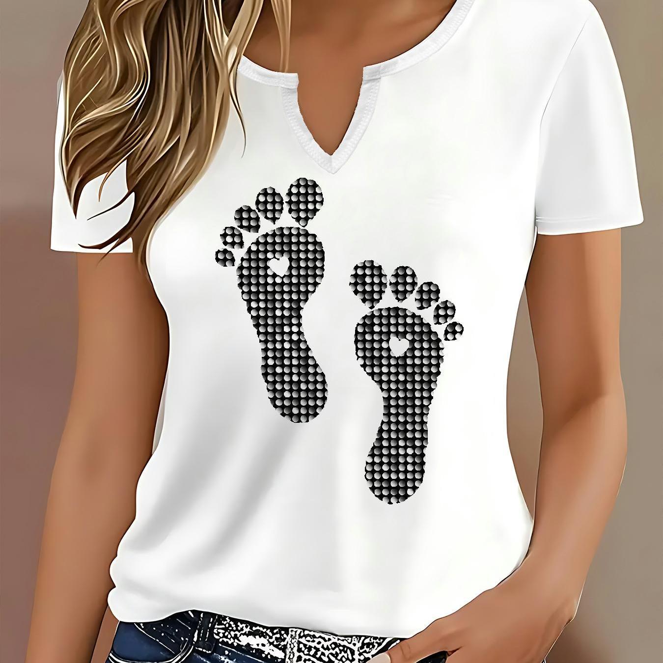 TEMU Short-sleeved T-shirt For Spring And Summer Featuring Lz250923x135 2d Flat Print - Suitable For Spring, Summer, And Autumn - Women's Casual Wear