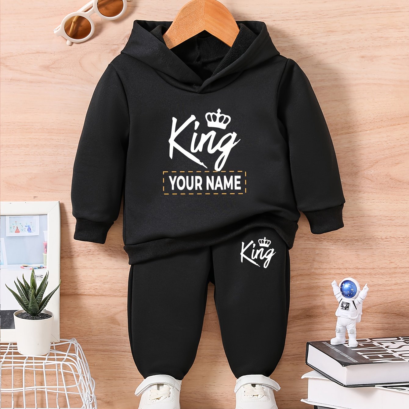 Baby's Customized 2pcs Set, Christmas Pattern Sweatshirt & Sweatpants
