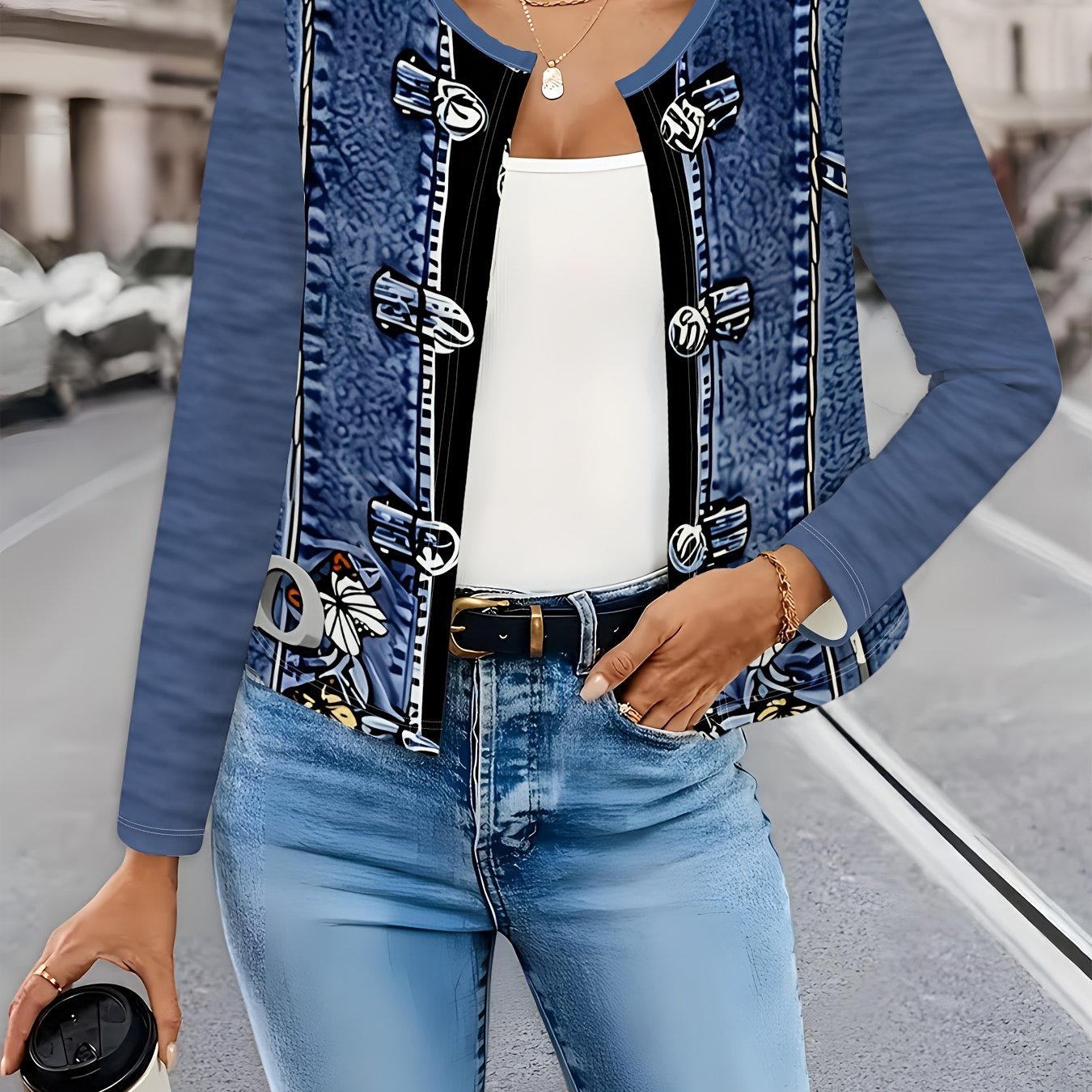 TEMU Women's Casual Jacket, Fresh Style, Urban Street Retro Early Autumn Daily Casual Outing Wear