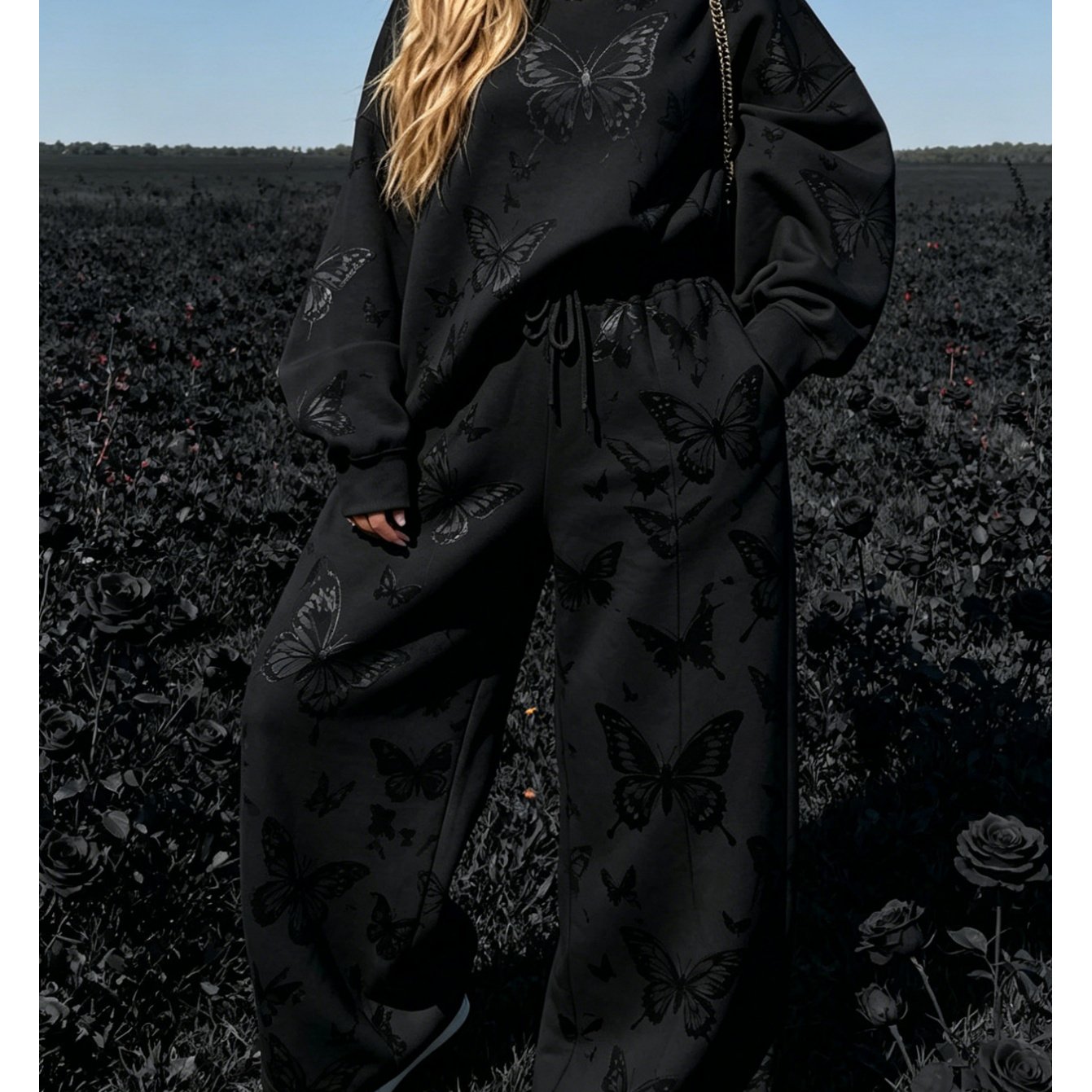 Image of 2026 New Plus Size Casual Outfit For Women: Round Neck Loose Sweatshirt High Waist Wide Leg Sweatpants Two-piece Set. Relaxed Style Versatile Sports Suit. Comfortable And For Daily Commuting