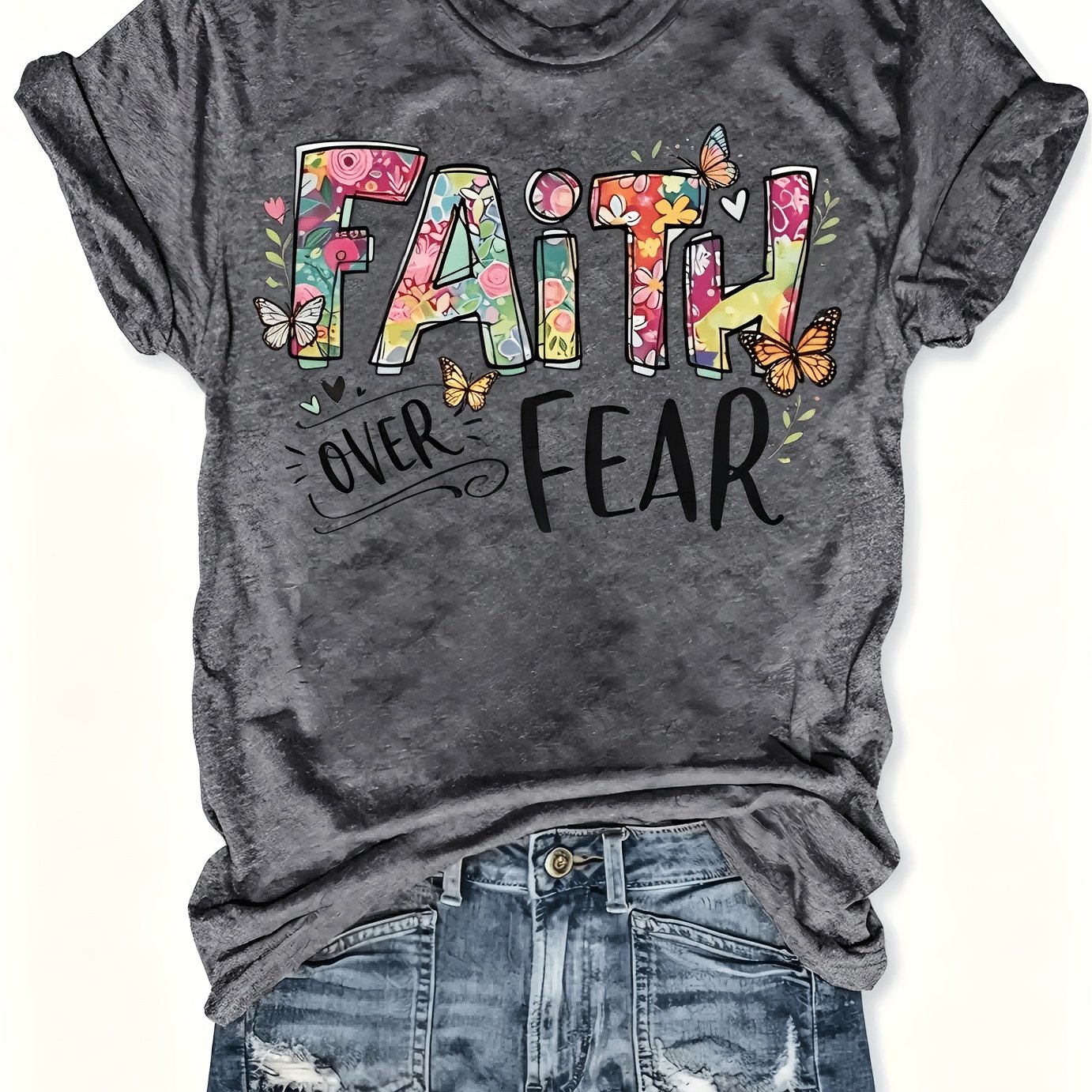 TEMU Women's Letter Print T-shirt - Short Sleeve Round Neck Casual Blouse Top With , Lightweight Breathable Suitable For Spring Summer Wardrobe,