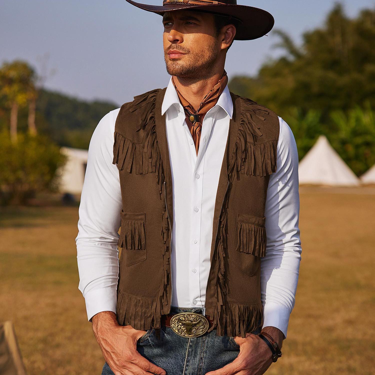 Gilet de costume pour homme en daim vintage décontracté western cowboy gilet pour homme gilet formel sans manches col en V gilet en daim pour affaires décontractées gilet de costume gilet en